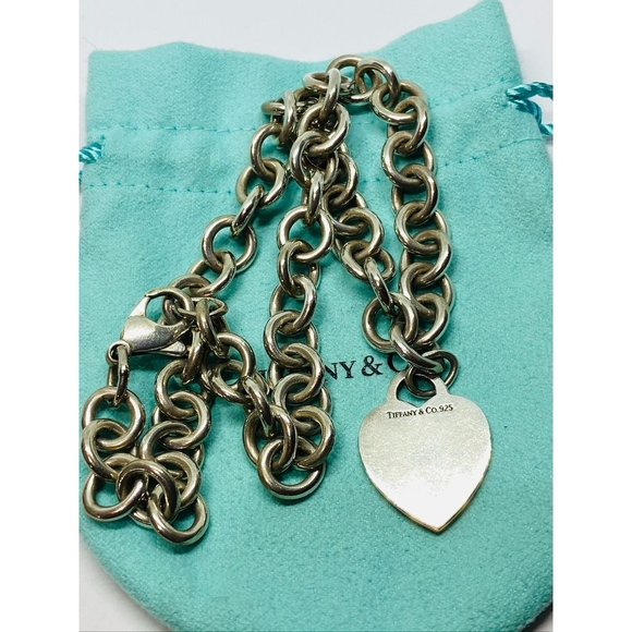 AUTHENTIC TIFFANY & CO STERLING Plain Blank HEART Necklace 16”